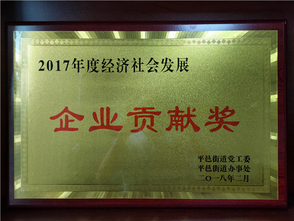 2017經(jīng)濟(jì)社會(huì)發(fā)展企業(yè)貢獻(xiàn)獎(jiǎng)